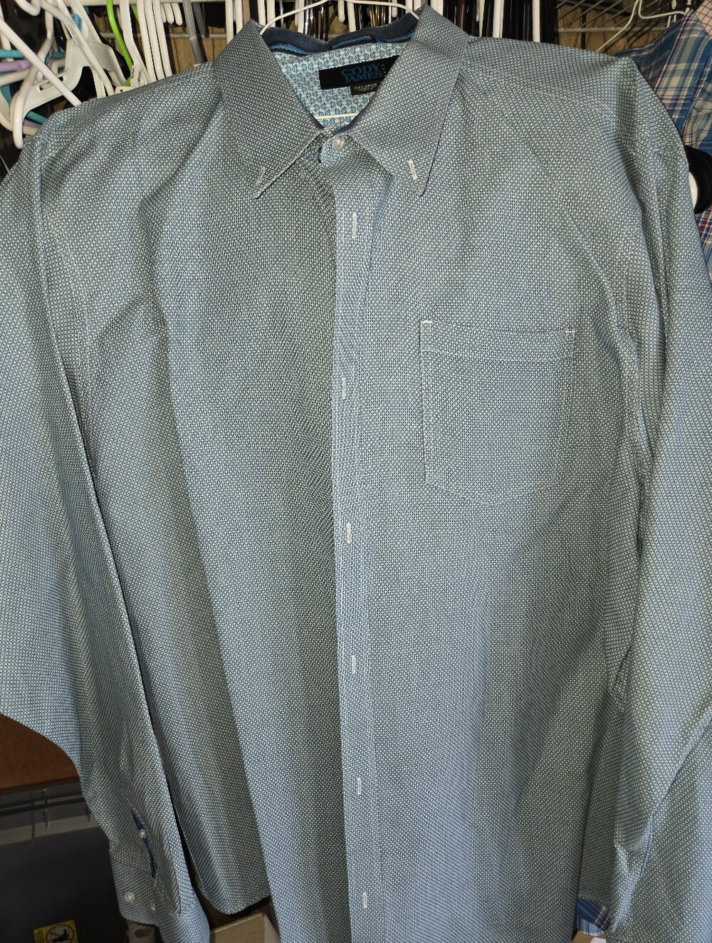 Cody James Core Men's Soft Blue Microdot Dress Shirt